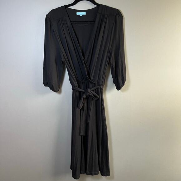 Draper James Tie-Front Fit & Flare Black Dress Size Large - Picture 3 of 10